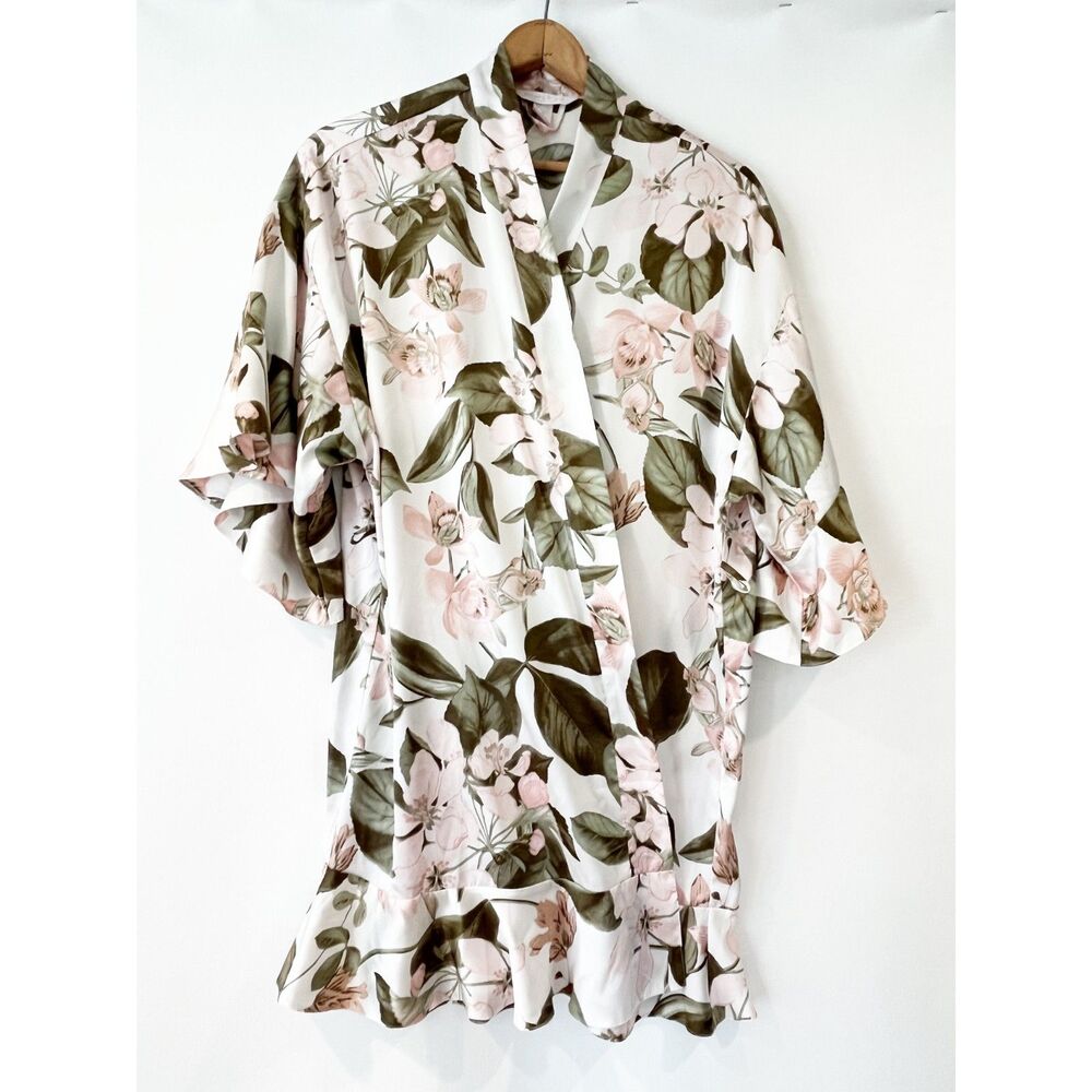 Victoria's Secret Here Comes the Bride Pink Floral Robe Satin M/L